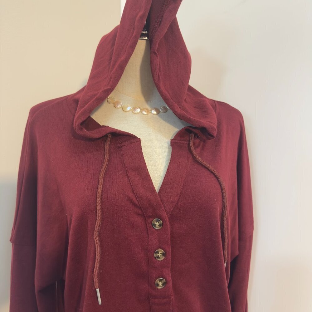 3/$30 Womens long sleeve tops casual (wine/grey) 2 colors - Picture 5 of 16